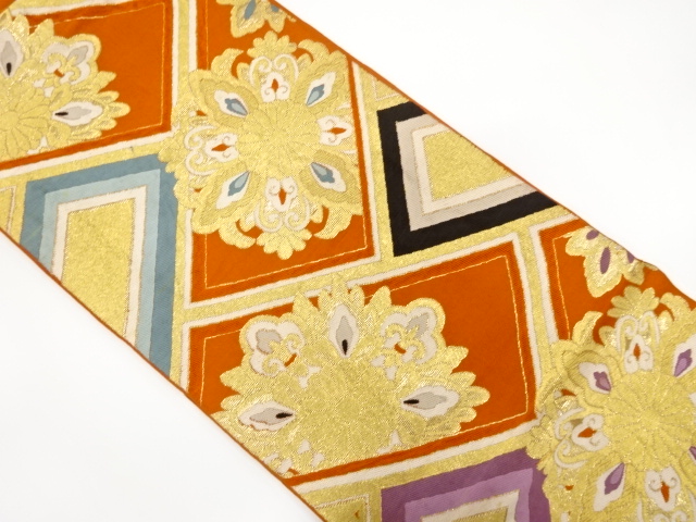 JAPANESE KIMONO / ANTIQUE FUKURO OBI / SILK / WOVEN FLOWER CREST